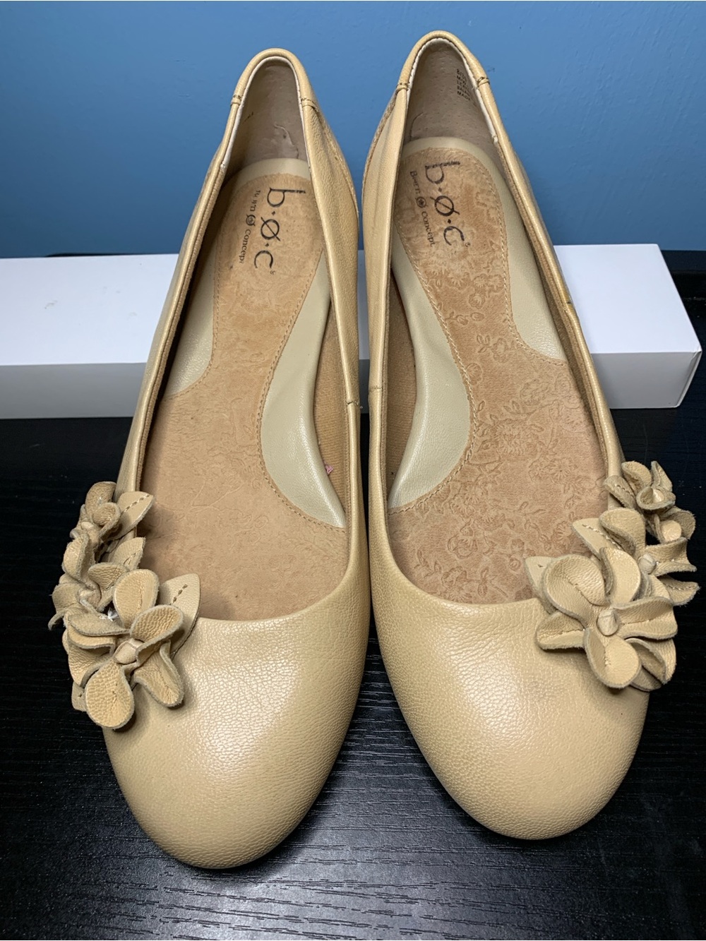 b.o.c. Shailene Tan Floral Appliqué Ballet Flats